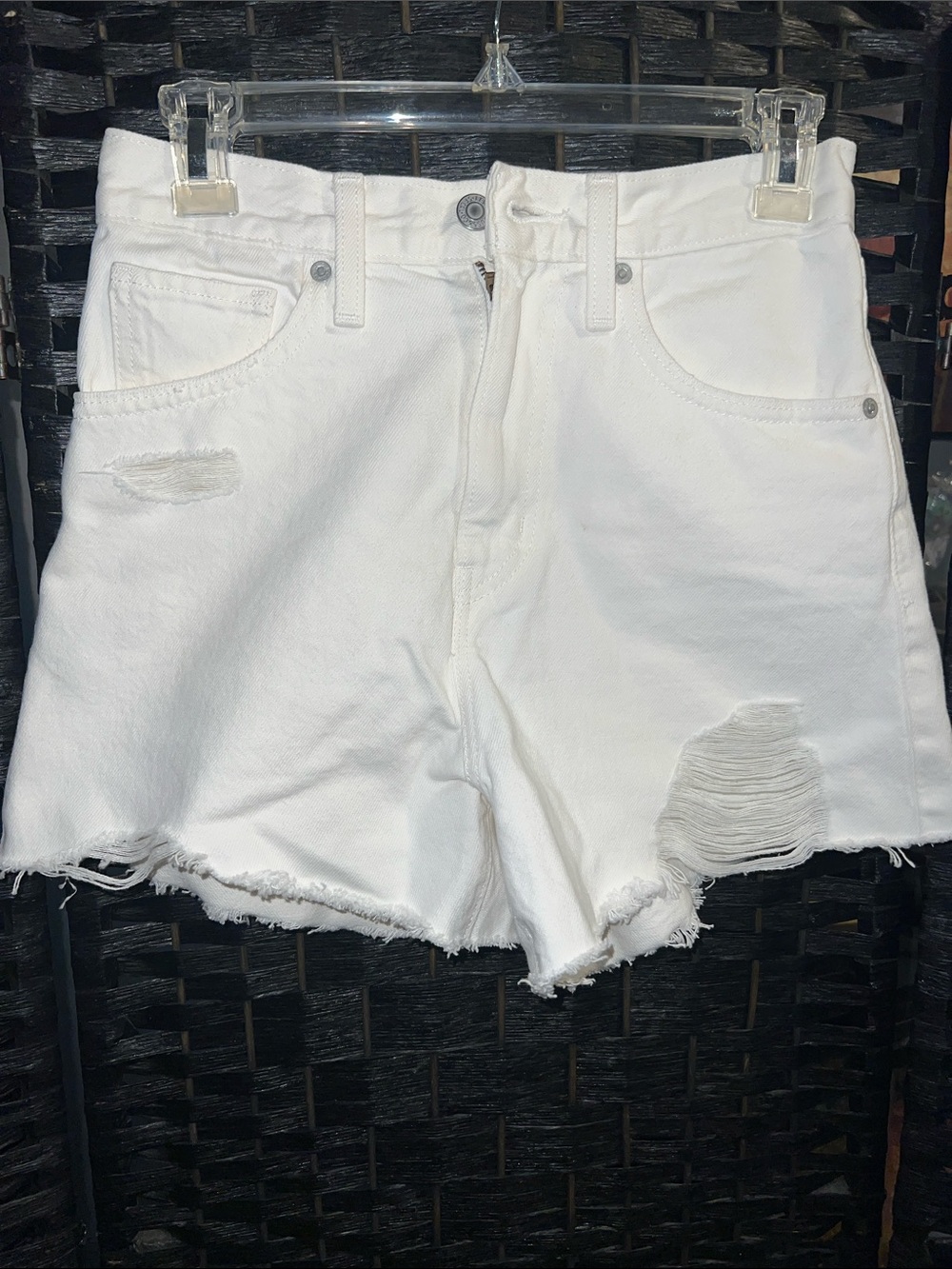 Levi size 24 White Distressed Women’s Denim Shorts
